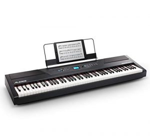 Cassa per Pianoforte Digitale Alesis Recital Pro - Pianoforte Digitale 88 Tasti Pesati / Pianola con Casse Integrate da 20 W, Presa Cuffie, 12 Suoni, Alimentatore e Lezioni Online