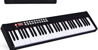 COSTWAY Pianoforte Digitale 61 Tasti, con Tasti Pesati e Borsa di Trasporto, Funzione MIDI e Bluetooth, Ideale per Bambini e Adulti (Nero)