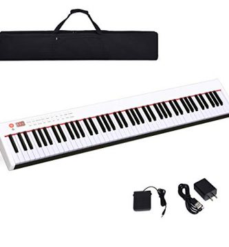 COSTWAY Pianoforte Digitale 88 Tasti, Tastiera Elettronica Portatile con Tasti Pesati, Funzione MIDI e Bluetooth, Ideale per Bambini e Adulti