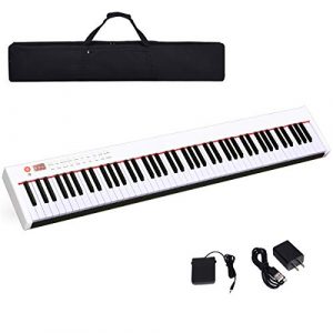 Pianoforte Digitale 88 Tasti Pesati Economico COSTWAY Pianoforte Digitale 88 Tasti, Tastiera Elettronica Portatile con Tasti Pesati, Funzione MIDI e Bluetooth, Ideale per Bambini e Adulti