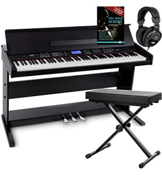 FunKey DP-88 II Pianoforte digitale nero, set con panchetta, cuffie e guida (tedesco)