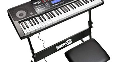 RockJam 61 Tastiera Kit Pianoforte 61 Tasti Cuffie Basamento, Nero