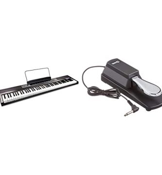 RockJam Tastiera Per Pianoforte Digitale A 88 Tasti Con Tasti Semi-Pesati, Alimentatore, Leggio Per Spartiti, Adesivi & Professionale Pedale Sustain Per Pianoforti Digitali E Tastiere Elettroniche
