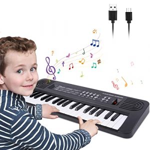 Tastiera Pianoforte Elettronica Bambini, Tastiera Pianoforte Musicale a 37 Tasti Portatile Digitale Tastiera Mini Insegnamento Giocattolo Regalo per Principianti Ragazzi Ragazze, Nero …