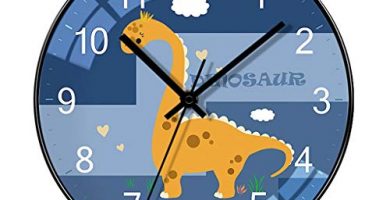 XIAOLIZI Serie Forest Dinosaur Round Modern Minimalista Camera da Letto Soggiorno Orologio da Parete Muto Orologio al Quarzo Fresco per la casa Orologio da 14 Pollici per la casa